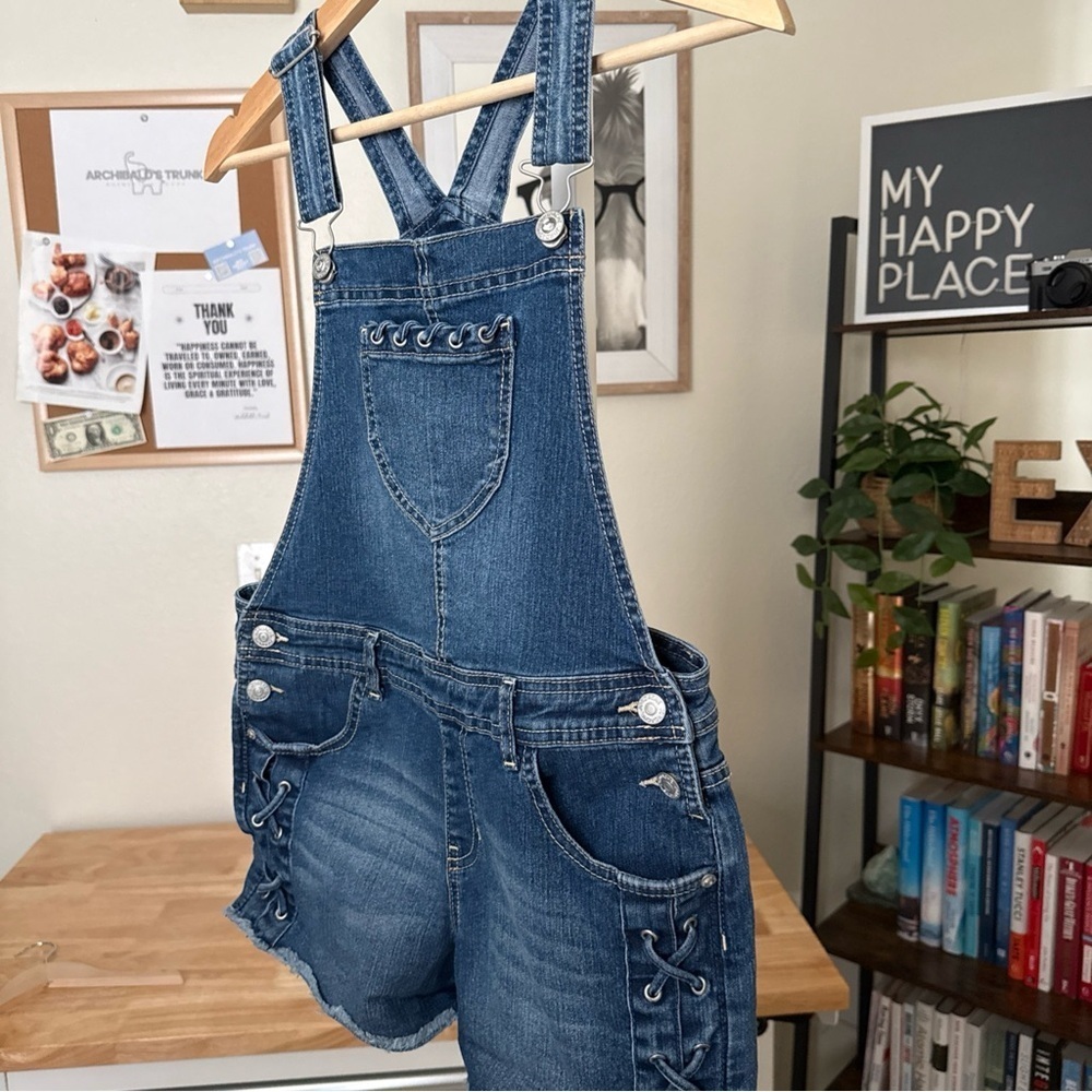 Jordache Juniors Jean Overall Shorts Size XL 14-16 - Picture 3 of 8